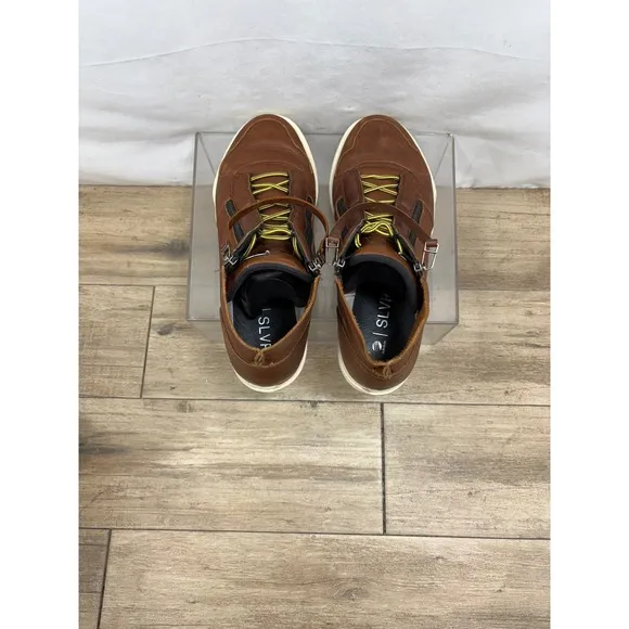 Leather High Top Casual Shoes Ankle Boots Zipper Brown