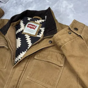 Levi's Chore Barn Jacket Work Coat Men's XL Tan Canvas Corduroy Collar