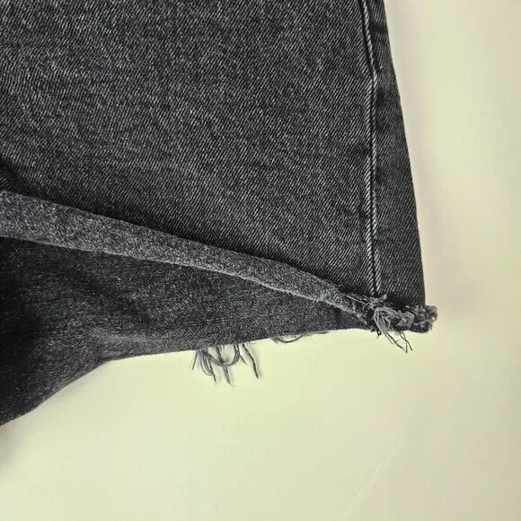Levi's Premium‎ Ribcage Shorts (size 27) Black Denim Cotton Button Fly Womens