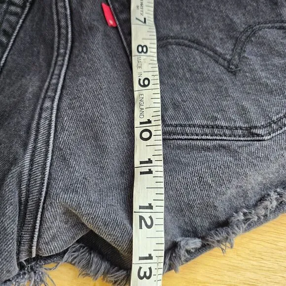 Levi's Premium‎ Ribcage Shorts (size 27) Black Denim Cotton Button Fly Womens