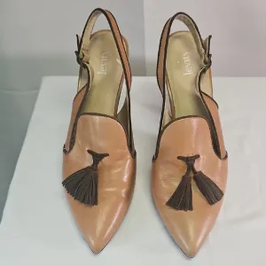 Levity Women's Tan/Dark Brown Leather Slingback Shoes