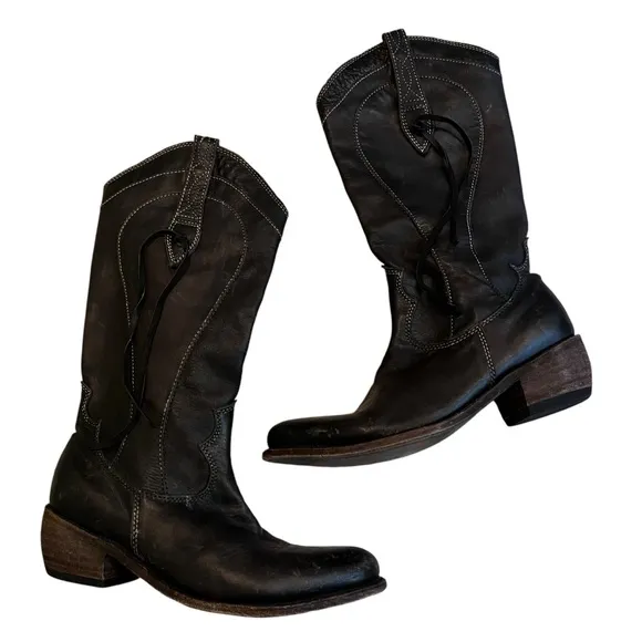Liberty Black Distressed Black Tambor Tall  Boot, Sz 8