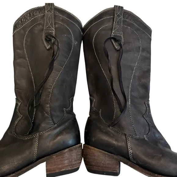 Liberty Black Distressed Black Tambor Tall  Boot, Sz 8