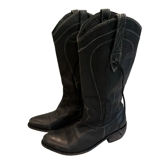 Liberty Black Distressed Black Tambor Tall  Boot, Sz 8