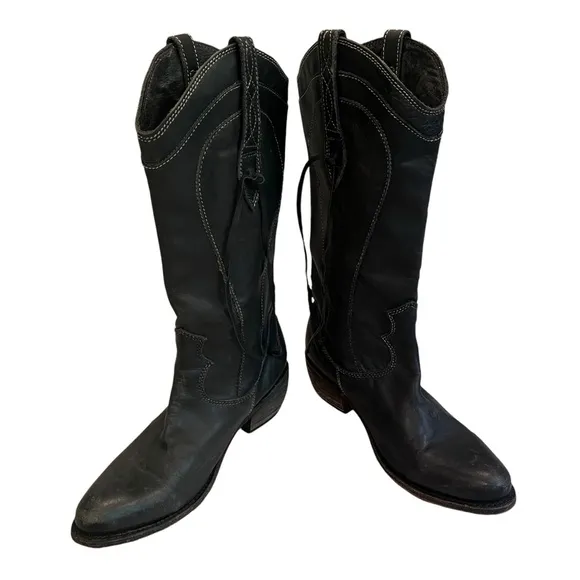 Liberty Black Distressed Black Tambor Tall  Boot, Sz 8