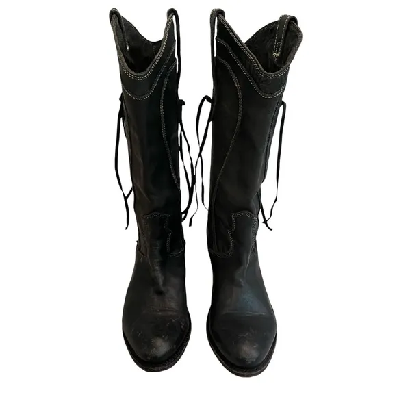 Liberty Black Distressed Black Tambor Tall  Boot, Sz 8