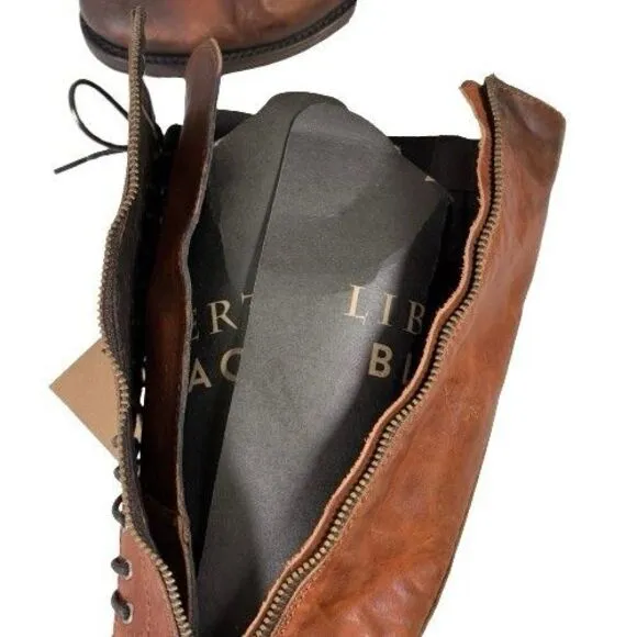 Liberty Black Zip Tall Brown Distressed Leather Riding Boots Women's SZ 6.5