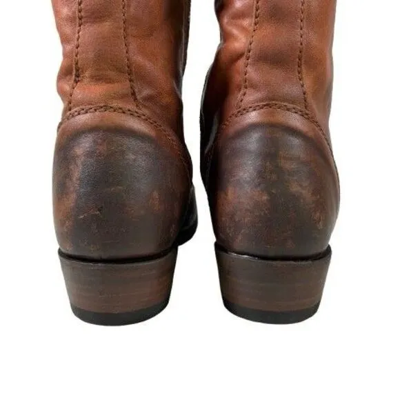 Liberty Black Zip Tall Brown Distressed Leather Riding Boots Women's SZ 6.5