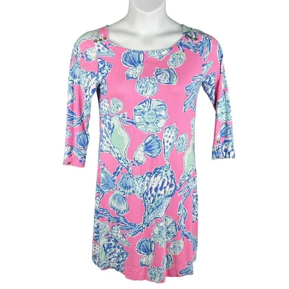 Lilly Pulitzer M UPF 50  Sophie Shift Dress Pink Pout Barefoot Princess Vacation