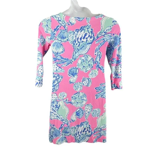 Lilly Pulitzer M UPF 50  Sophie Shift Dress Pink Pout Barefoot Princess Vacation