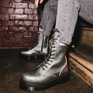 LIMITED EDITION! Doc Martens Jadon Silver Stud Emboss Leather Platform Boots