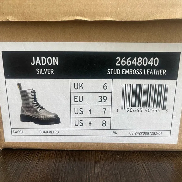 LIMITED EDITION! Doc Martens Jadon Silver Stud Emboss Leather Platform Boots