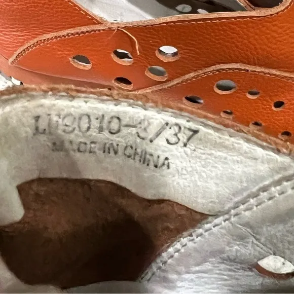 Litfoot 37 Orange Leather Comfort Strap Sneaker Shoes