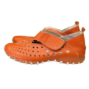 Litfoot 37 Orange Leather Comfort Strap Sneaker Shoes