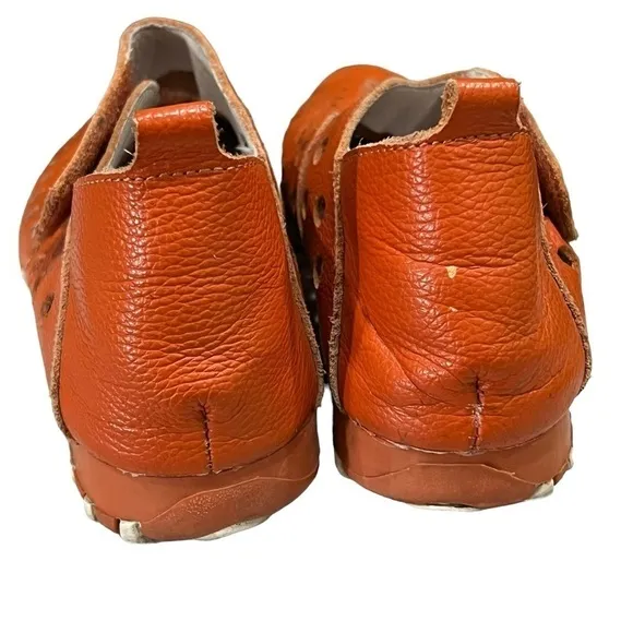 Litfoot 37 Orange Leather Comfort Strap Sneaker Shoes