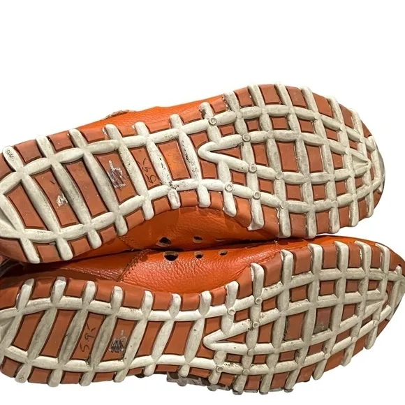 Litfoot 37 Orange Leather Comfort Strap Sneaker Shoes