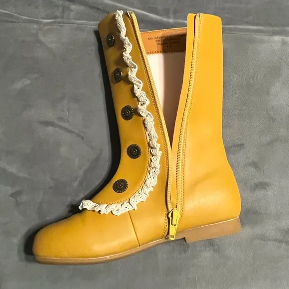Liv &amp; Mia Military Style Lace Ruffle Trimmed Boots.