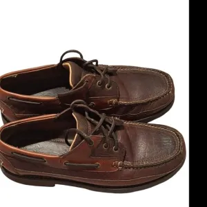 LL Bean Allagash Bison Leather Loafer Men's US 8 Brown Moc Boat Shoes