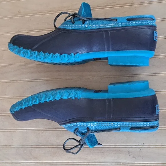 L.L. Bean 'Bean Boots' Low Leather Laced Rubber Mocs Duck Durable Qus Rain Boots