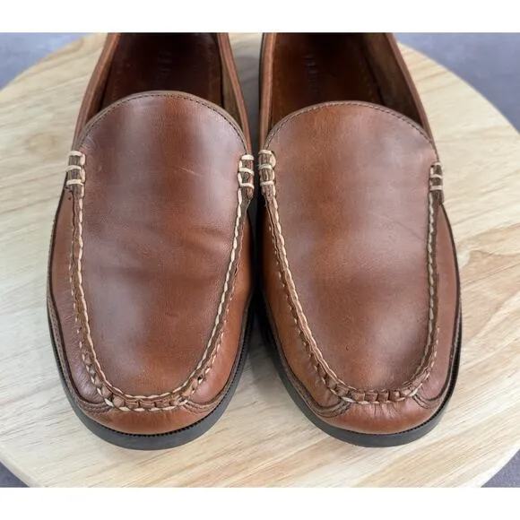 LL Bean Casco Bay Boat Mocs Mens Size 10.5D Brown Leather Venetian Loafers
