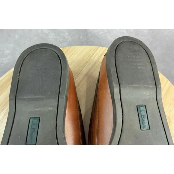 LL Bean Casco Bay Boat Mocs Mens Size 10.5D Brown Leather Venetian Loafers