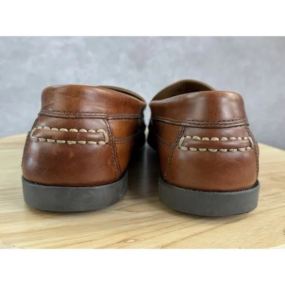 LL Bean Casco Bay Boat Mocs Mens Size 10.5D Brown Leather Venetian Loafers