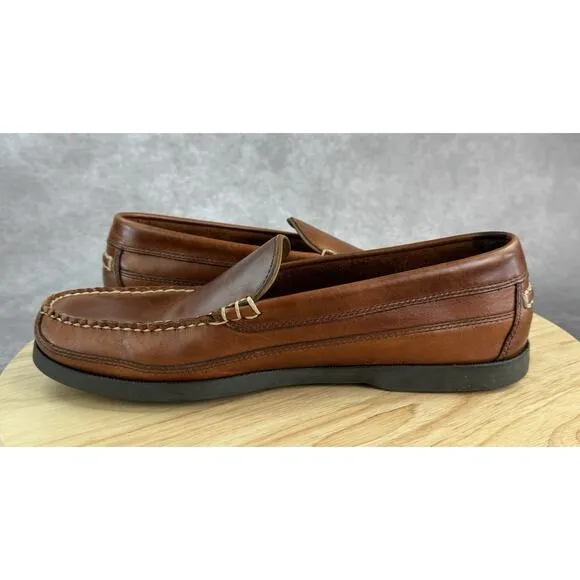 LL Bean Casco Bay Boat Mocs Mens Size 10.5D Brown Leather Venetian Loafers