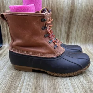 LL Bean Insulated Duck Boots Men's Size 12 M Shoes Brown Made In USA Leather