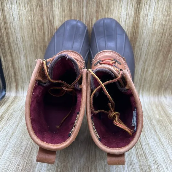 LL Bean Insulated Duck Boots Men's Size 12 M Shoes Brown Made In USA Leather