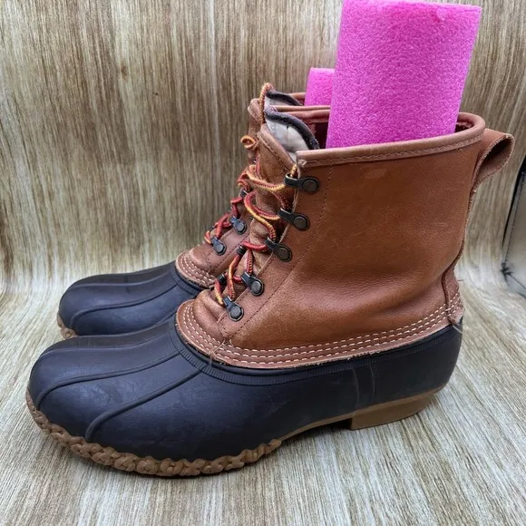 LL Bean Insulated Duck Boots Men's Size 12 M Shoes Brown Made In USA Leather