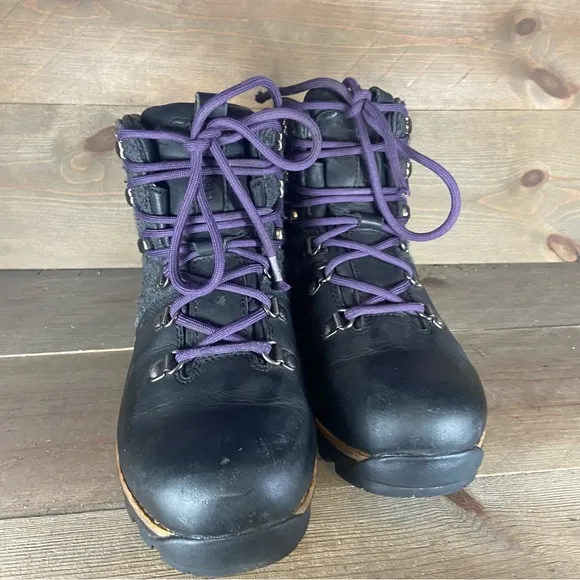 ll bean knifes edge womens szie 7.5 shoes black leather waterproof hiking boots