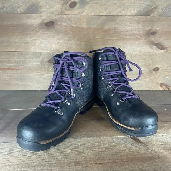 ll bean knifes edge womens szie 7.5 shoes black leather waterproof hiking boots