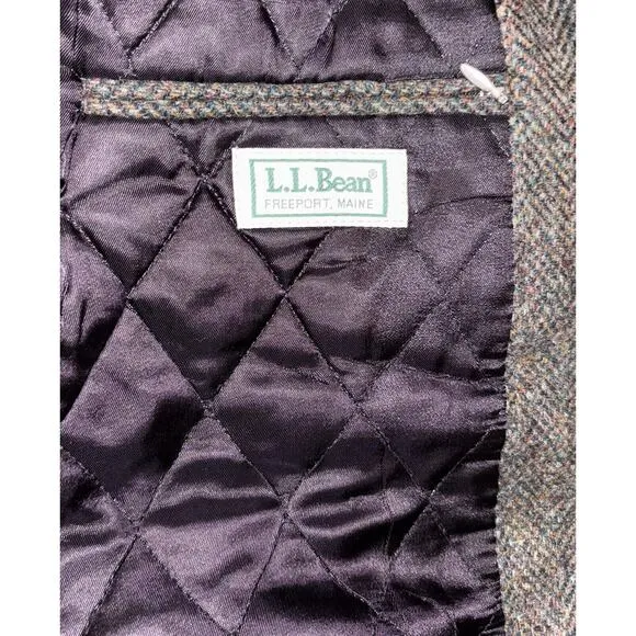 LL Bean Men’s Wool Sport Coat Blazer Medium Multicolor Tweed Insulated Mint Cond