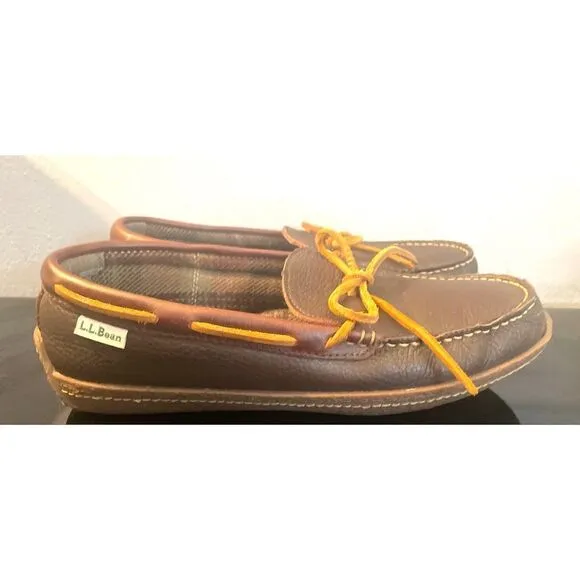 LL Bean Pebble Leather Moccasin Slip-On Loafer Driving Shoes Mens Size 8
