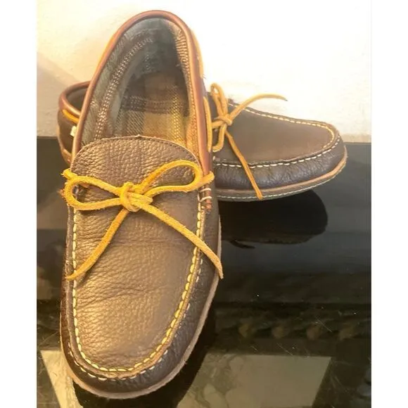 LL Bean Pebble Leather Moccasin Slip-On Loafer Driving Shoes Mens Size 8