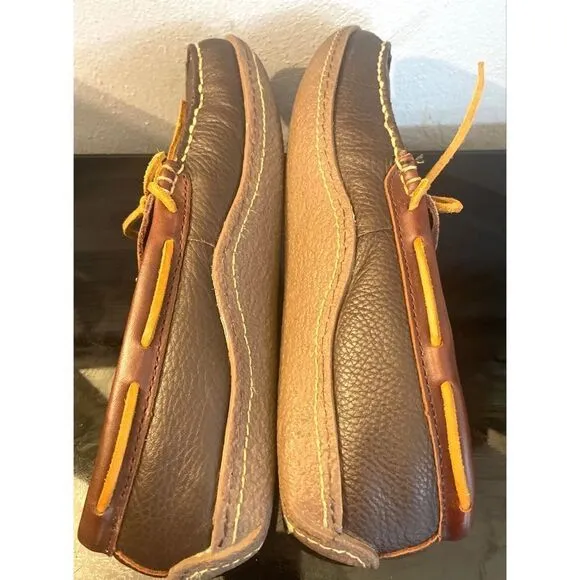 LL Bean Pebble Leather Moccasin Slip-On Loafer Driving Shoes Mens Size 8