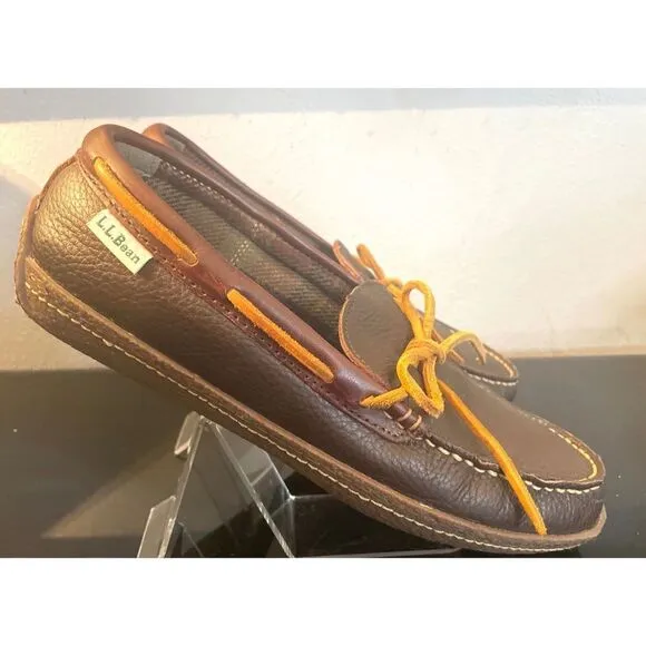 LL Bean Pebble Leather Moccasin Slip-On Loafer Driving Shoes Mens Size 8