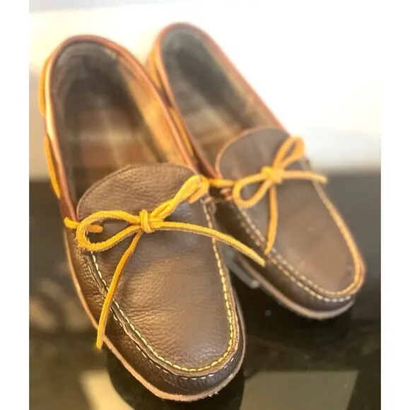 LL Bean Pebble Leather Moccasin Slip-On Loafer Driving Shoes Mens Size 8
