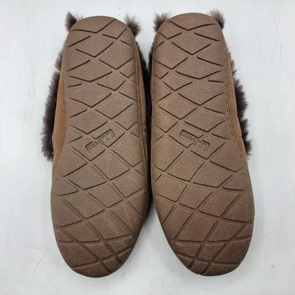 LL Bean Wicked Good Womens 11 Brown Moccision Slipper Shoes Comfort Winter Warm