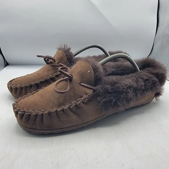 LL Bean Wicked Good Womens 11 Brown Moccision Slipper Shoes Comfort Winter Warm