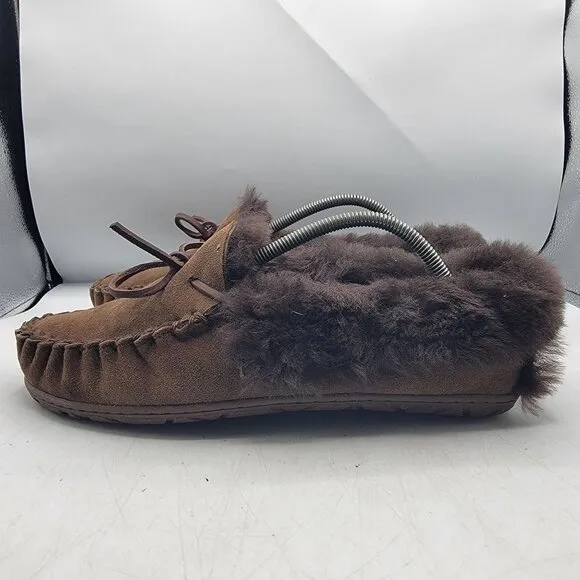 LL Bean Wicked Good Womens 11 Brown Moccision Slipper Shoes Comfort Winter Warm