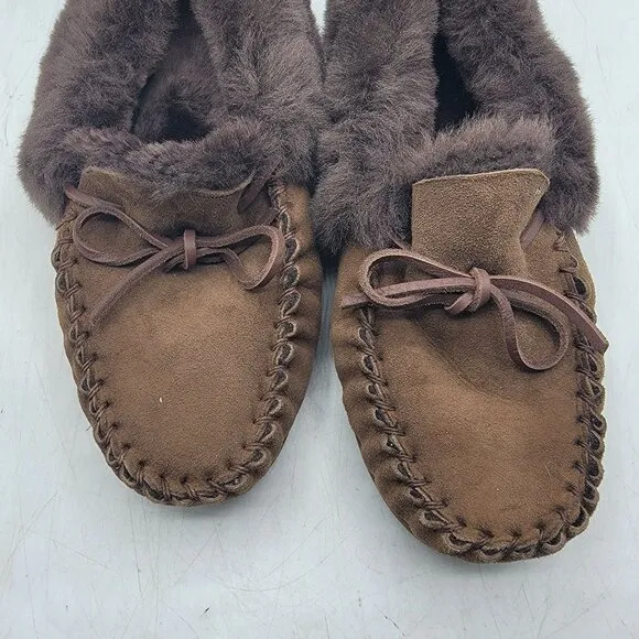 LL Bean Wicked Good Womens 11 Brown Moccision Slipper Shoes Comfort Winter Warm