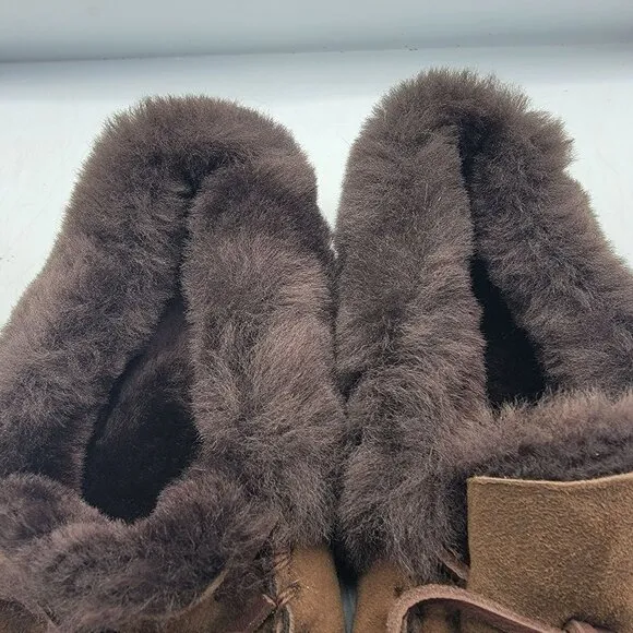 LL Bean Wicked Good Womens 11 Brown Moccision Slipper Shoes Comfort Winter Warm