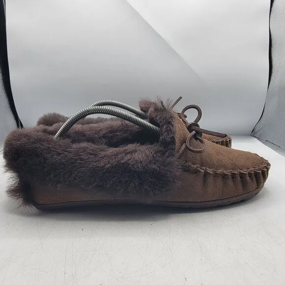 LL Bean Wicked Good Womens 11 Brown Moccision Slipper Shoes Comfort Winter Warm