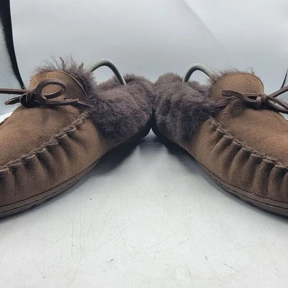 LL Bean Wicked Good Womens 11 Brown Moccision Slipper Shoes Comfort Winter Warm