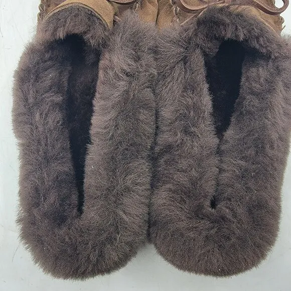 LL Bean Wicked Good Womens 11 Brown Moccision Slipper Shoes Comfort Winter Warm