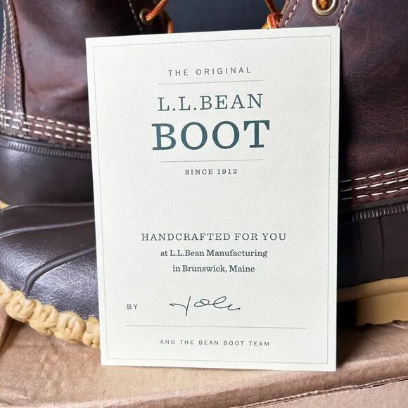 LL Bean Women's Duck Boots Brown Leather Insulated Waterproof Lace Up - Size 8