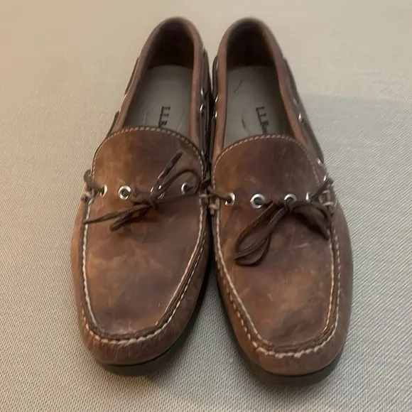 L.L. Beans Men’s Brown Leather Boat Shoes Loafers Size 9