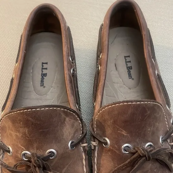 L.L. Beans Men’s Brown Leather Boat Shoes Loafers Size 9