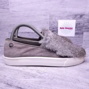 Louise Et Cie Bershner Genuine Rabbit Fur Suede Slip on Sneaker Gray Women's 7